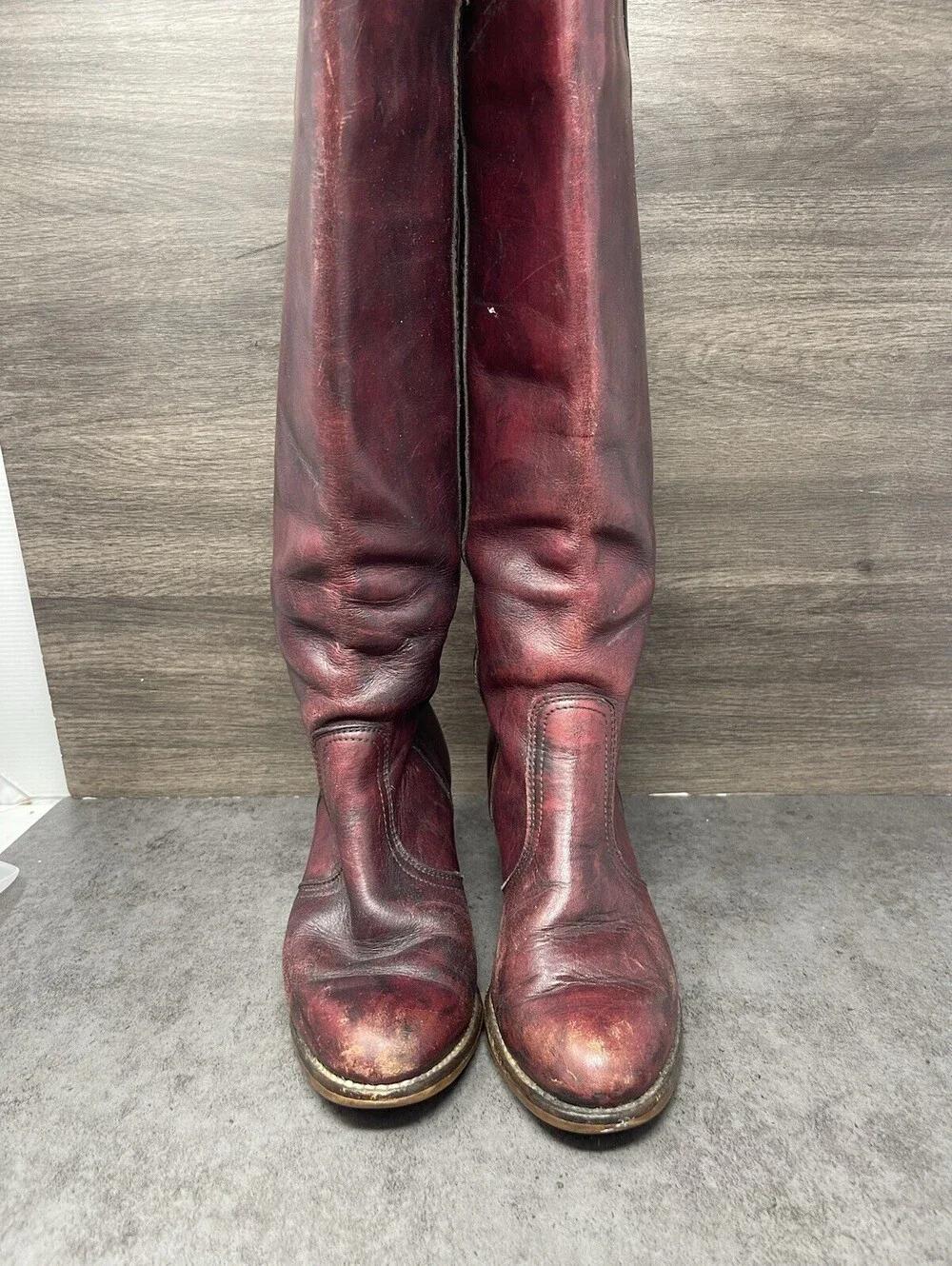 Vintage Dexter Campus Red Leather Riding Boots Womens Size 7 High Tall